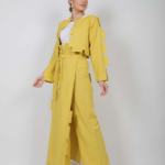 Mishkaat Yellow elegent set pant and short top ( 2 pieces )