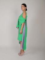 Mishkaat elegant green-purple dress with cape ( 2 pieces )