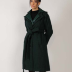 87_Collection Green leather wool jacket